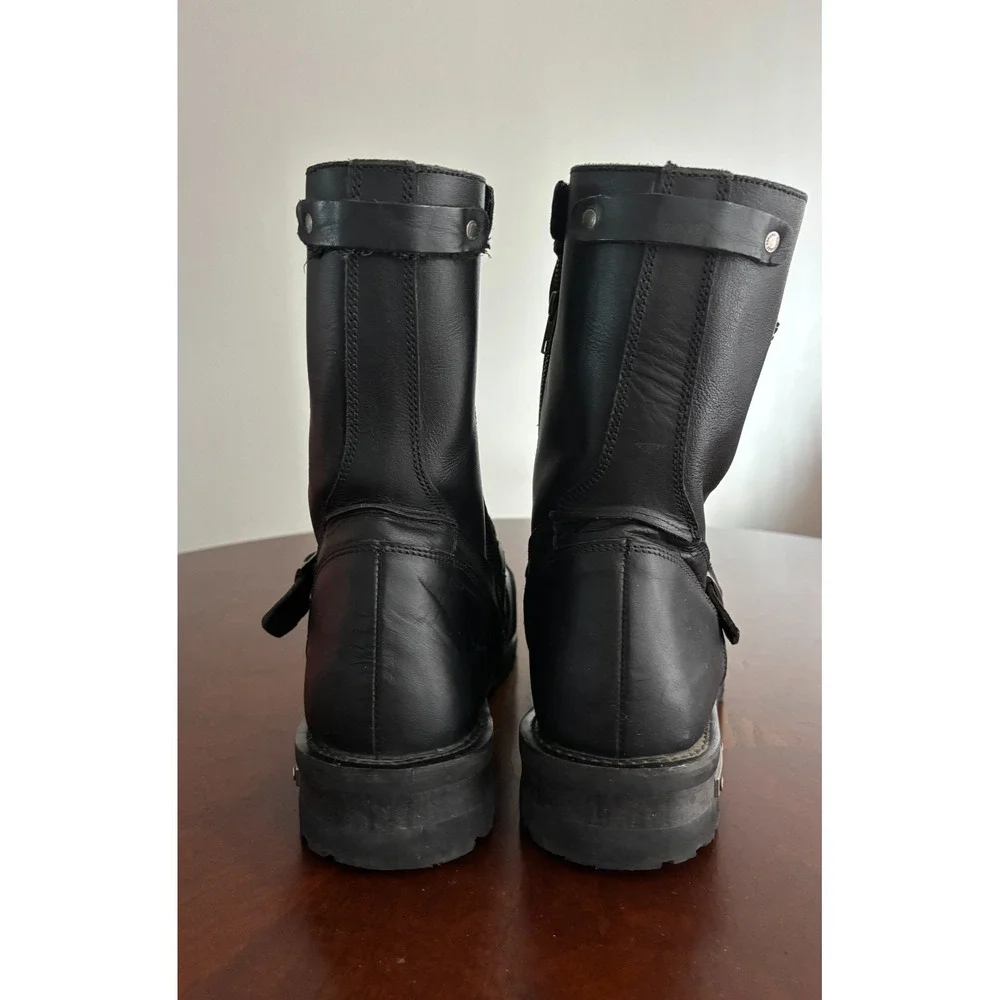 Milwaukee Motorcycle Boots 15 Black Leather Square Biker Oil Resist Harness Goth